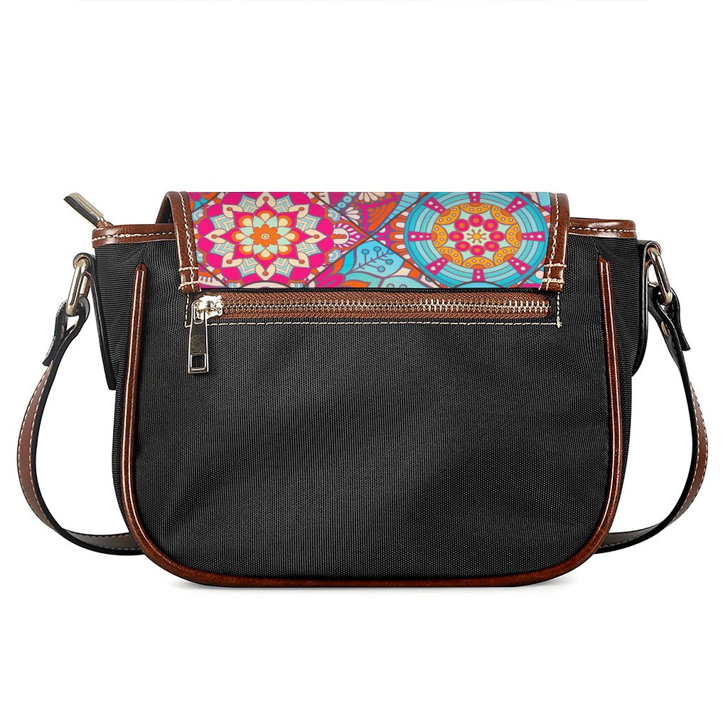Retro Bohemian Mandala Pattern Print Saddle Bag