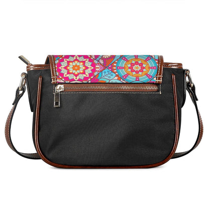 Retro Bohemian Mandala Pattern Print Saddle Bag