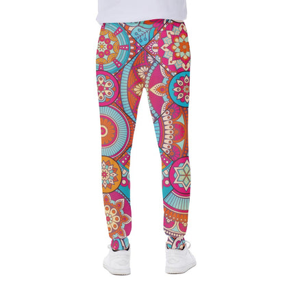 Retro Bohemian Mandala Pattern Print Scuba Joggers