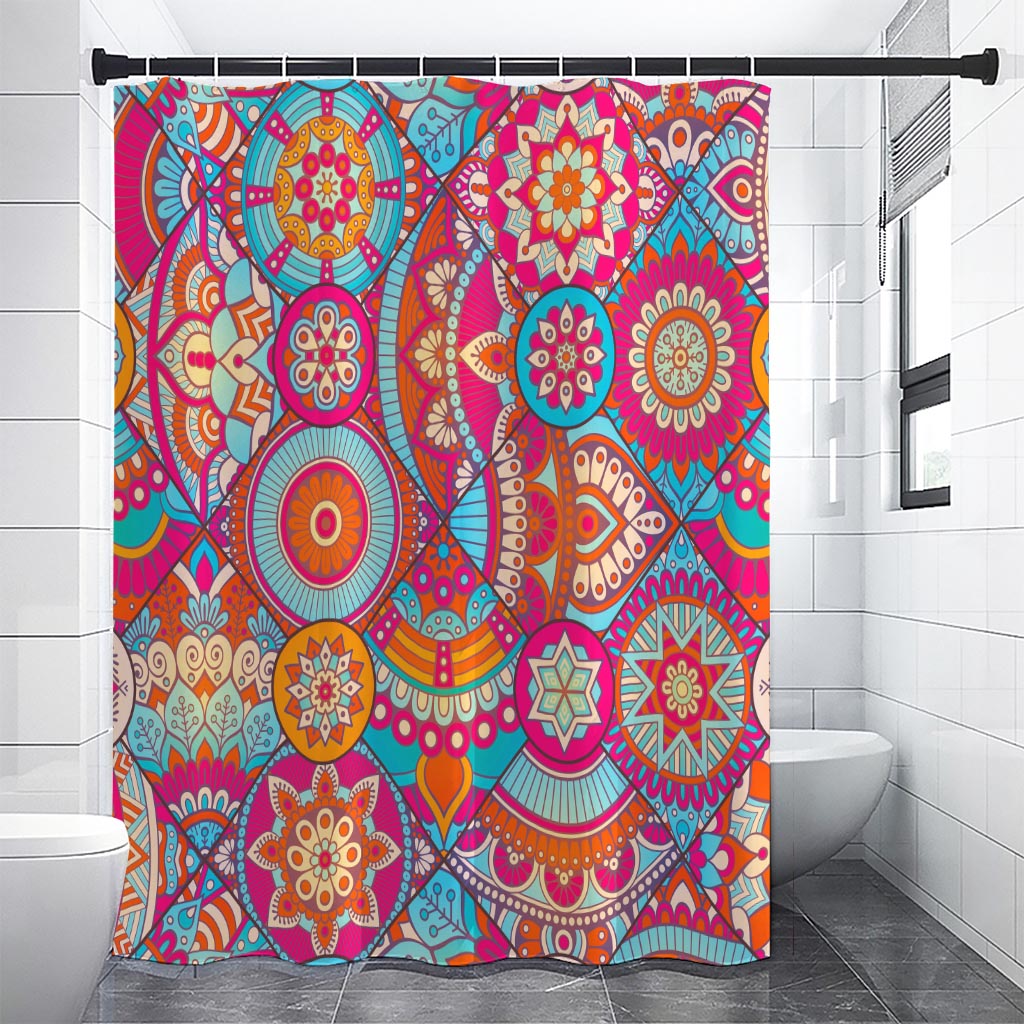 Retro Bohemian Mandala Pattern Print Shower Curtain