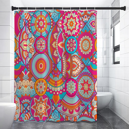 Retro Bohemian Mandala Pattern Print Shower Curtain