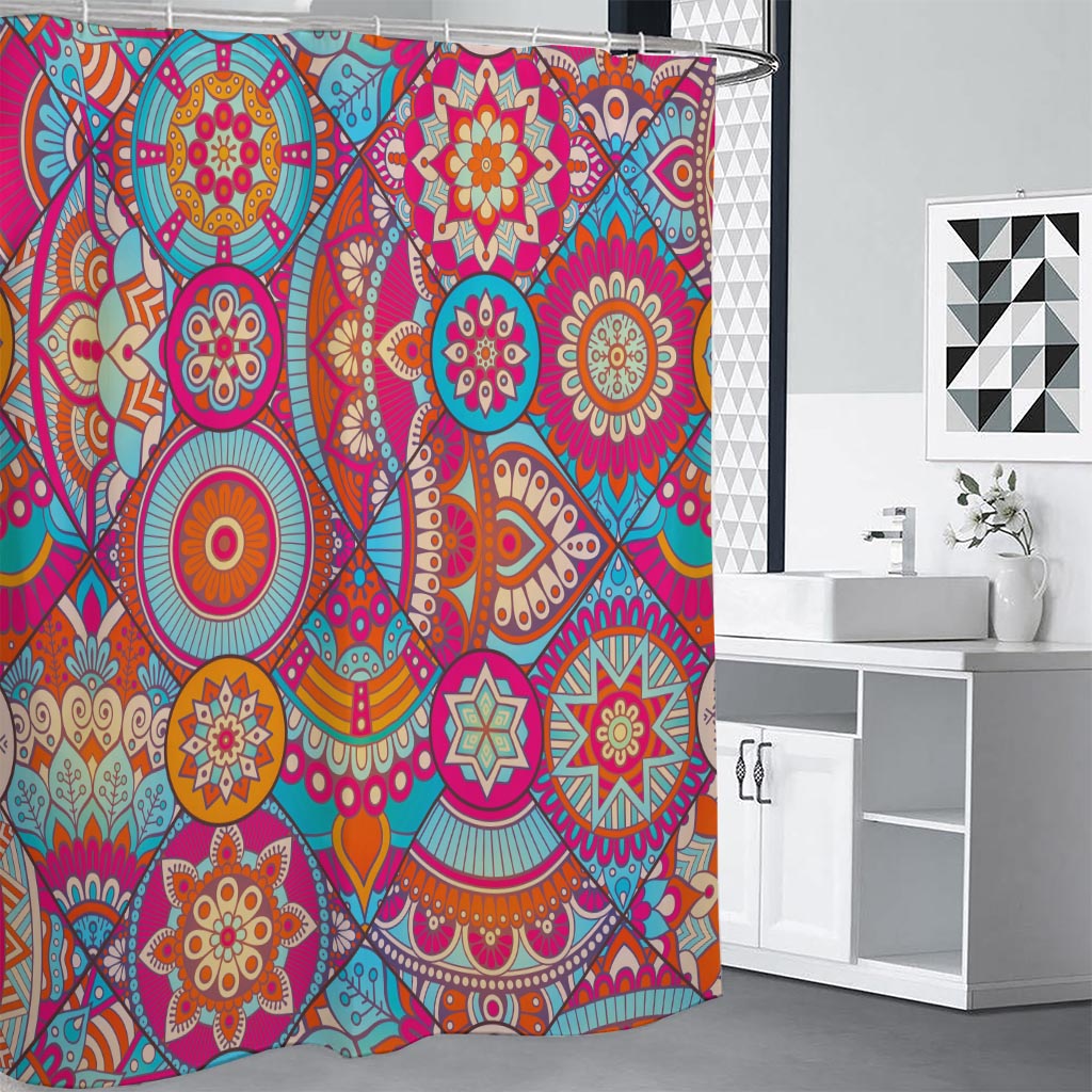 Retro Bohemian Mandala Pattern Print Shower Curtain