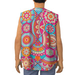 Retro Bohemian Mandala Pattern Print Sleeveless Baseball Jersey