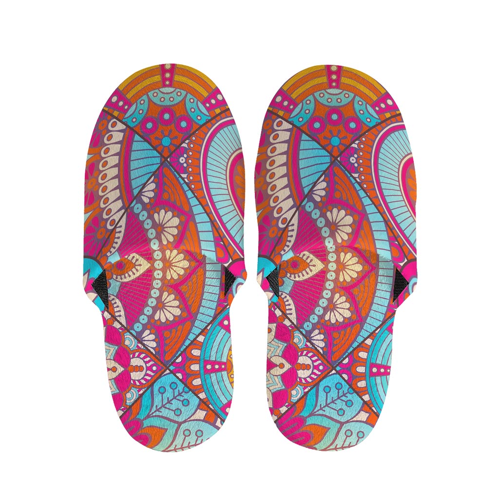 Retro Bohemian Mandala Pattern Print Slippers