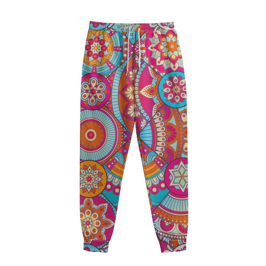 Retro Bohemian Mandala Pattern Print Sweatpants