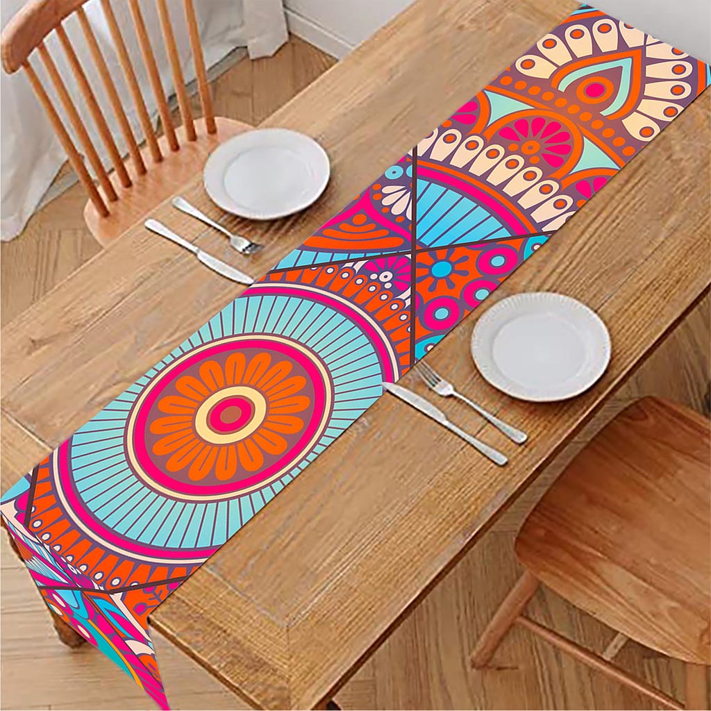 Retro Bohemian Mandala Pattern Print Table Runner