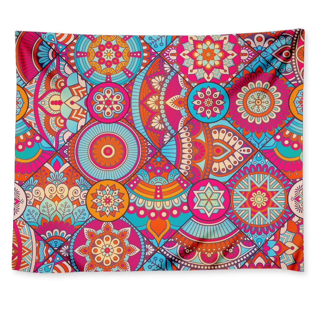 Retro Bohemian Mandala Pattern Print Tapestry