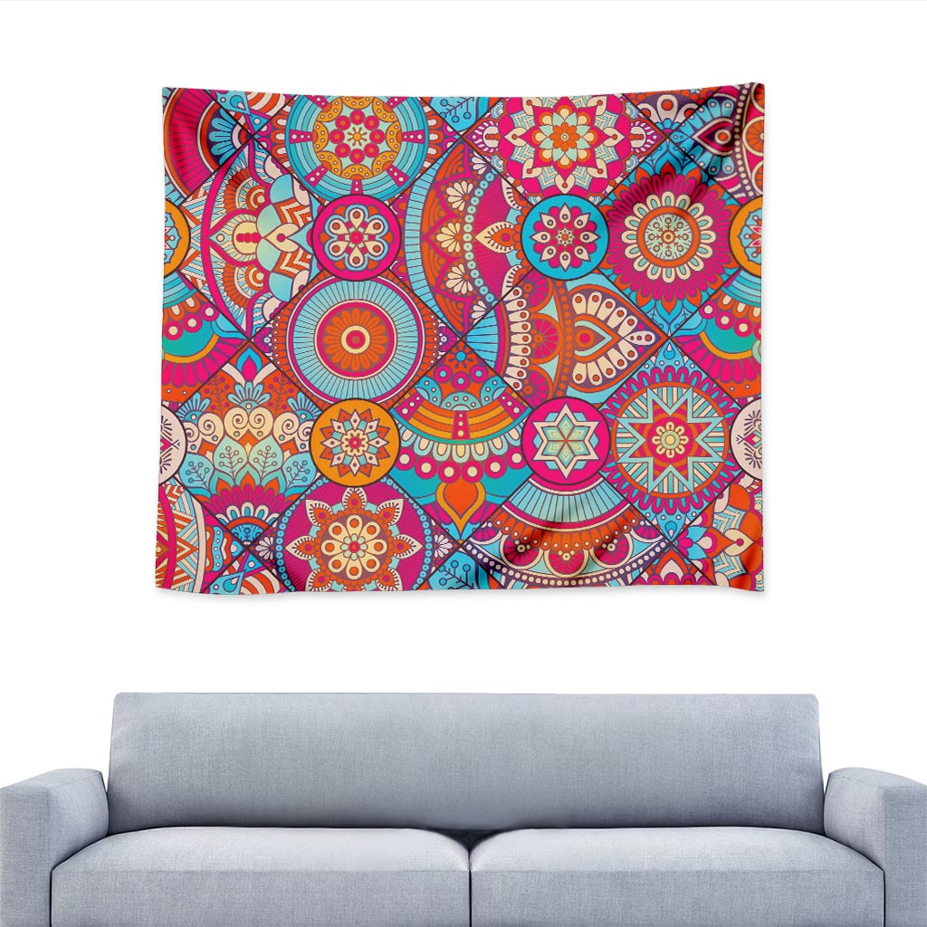Retro Bohemian Mandala Pattern Print Tapestry