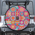 Retro Bohemian Mandala Pattern Print Tire Cover With Camera Hole