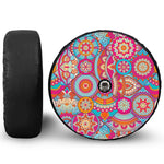 Retro Bohemian Mandala Pattern Print Tire Cover With Camera Hole