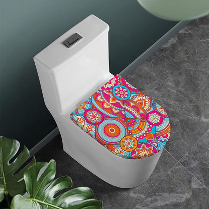 Retro Bohemian Mandala Pattern Print Toilet Lid Cover