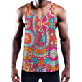 Retro Bohemian Mandala Pattern Print Men's Workout Tank Top