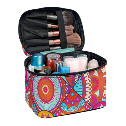 Retro Bohemian Mandala Pattern Print Travel Makeup Bag