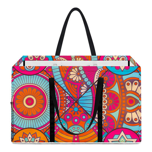 Retro Bohemian Mandala Pattern Print Utility Tote Bag