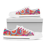 Retro Bohemian Mandala Pattern Print White Low Top Sneakers
