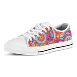 Retro Bohemian Mandala Pattern Print White Low Top Sneakers