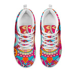 Retro Bohemian Mandala Pattern Print White Running Shoes