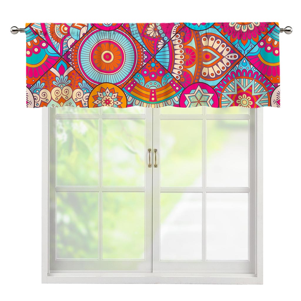 Retro Bohemian Mandala Pattern Print Window Valance