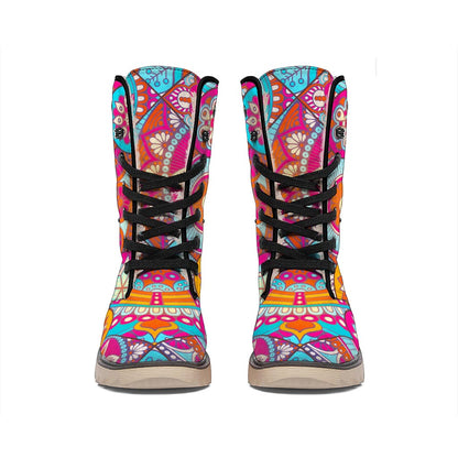 Retro Bohemian Mandala Pattern Print Winter Boots