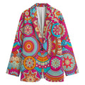 Retro Bohemian Mandala Pattern Print Women's Cotton Blazer