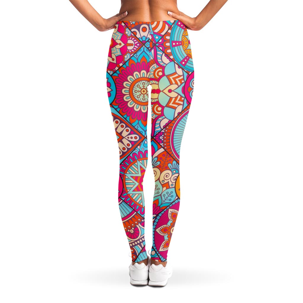 Retro Bohemian Mandala Pattern Print Women's Leggings