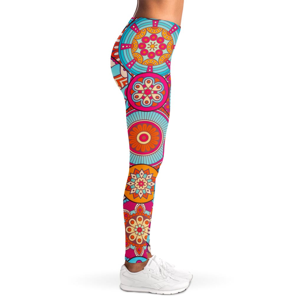 Retro Bohemian Mandala Pattern Print Women's Leggings