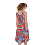 Retro Bohemian Mandala Pattern Print Women's Sleeveless Dress
