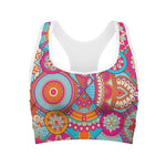 Retro Bohemian Mandala Pattern Print Women's Sports Bra