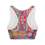 Retro Bohemian Mandala Pattern Print Women's Sports Bra