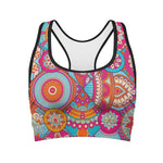 Retro Bohemian Mandala Pattern Print Women's Sports Bra