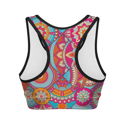 Retro Bohemian Mandala Pattern Print Women's Sports Bra