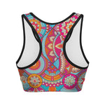 Retro Bohemian Mandala Pattern Print Women's Sports Bra
