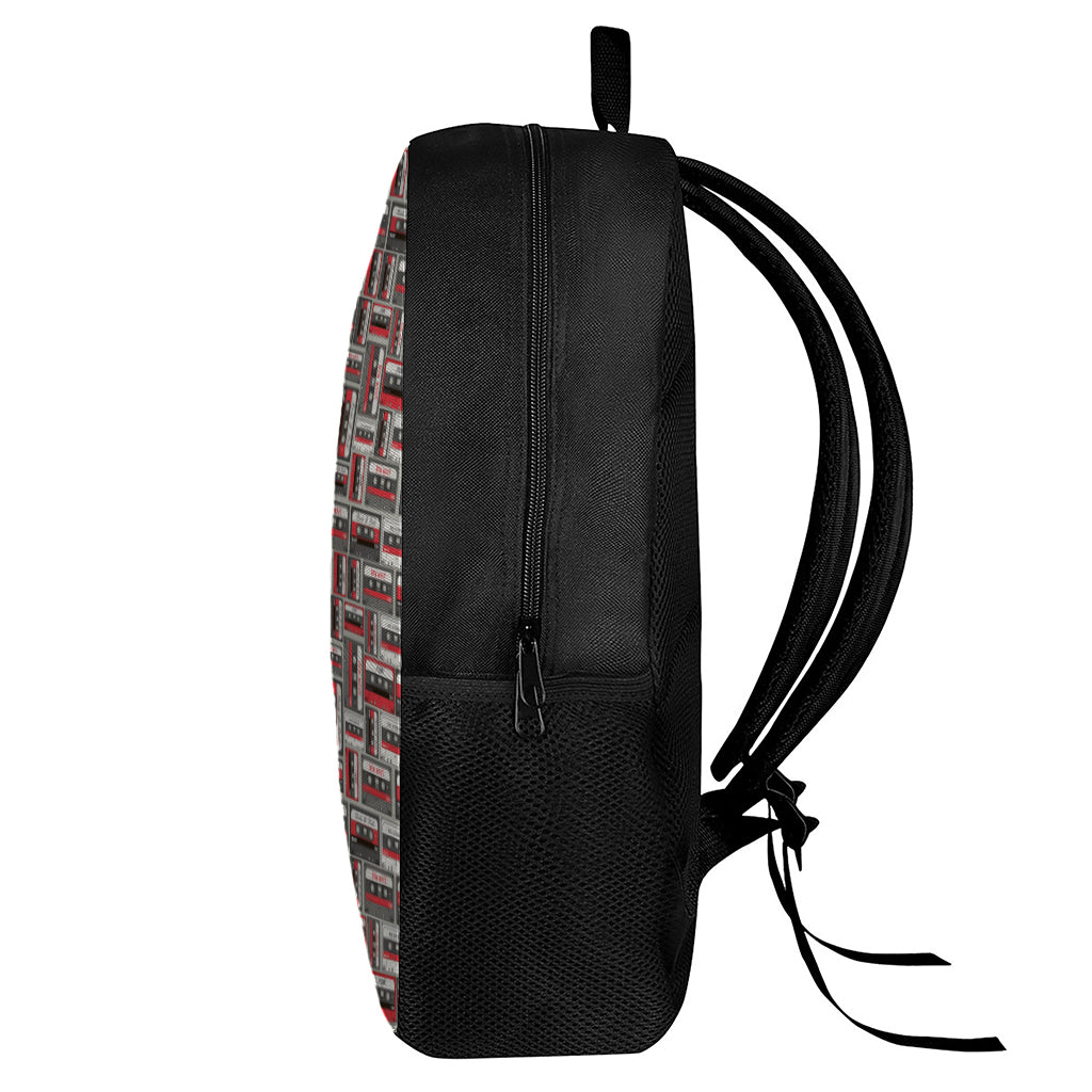 Retro Cassette Tape Pattern Print 17 Inch Backpack