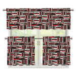 Retro Cassette Tape Pattern Print 3 Piece Kitchen Curtains