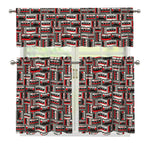 Retro Cassette Tape Pattern Print 3 Piece Kitchen Curtains