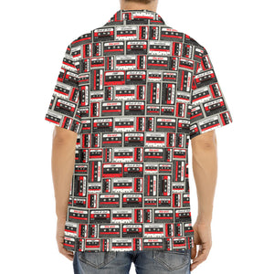 Retro Cassette Tape Pattern Print Aloha Shirt