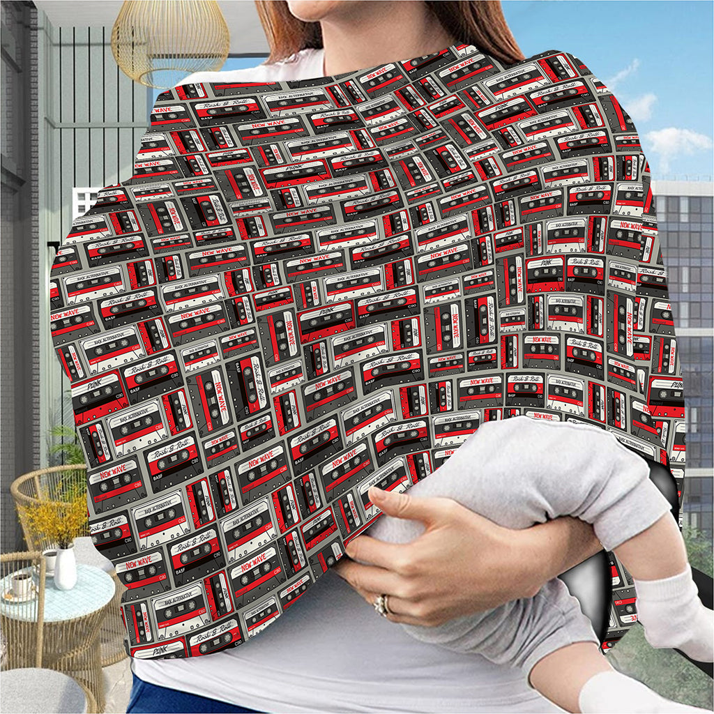 Retro Cassette Tape Pattern Print Baby Seat Cover
