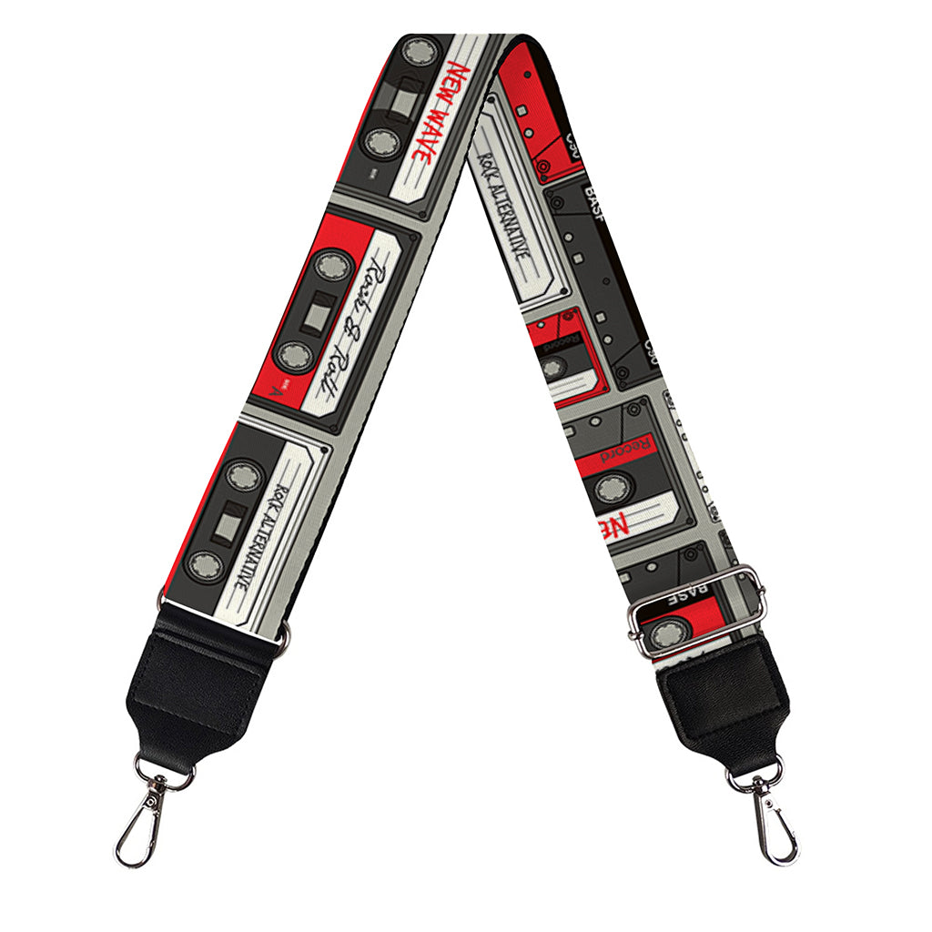 Retro Cassette Tape Pattern Print Bag Strap