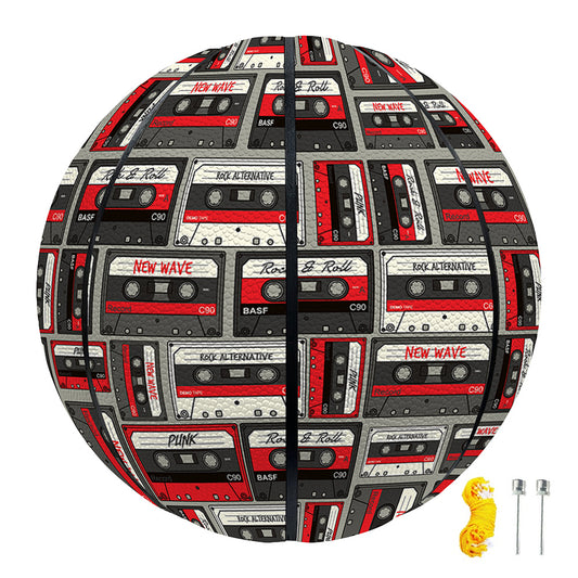 Retro Cassette Tape Pattern Print Basketball