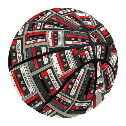 Retro Cassette Tape Pattern Print Basketball