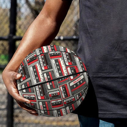 Retro Cassette Tape Pattern Print Basketball