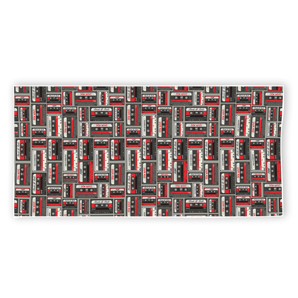 Retro Cassette Tape Pattern Print Beach Towel