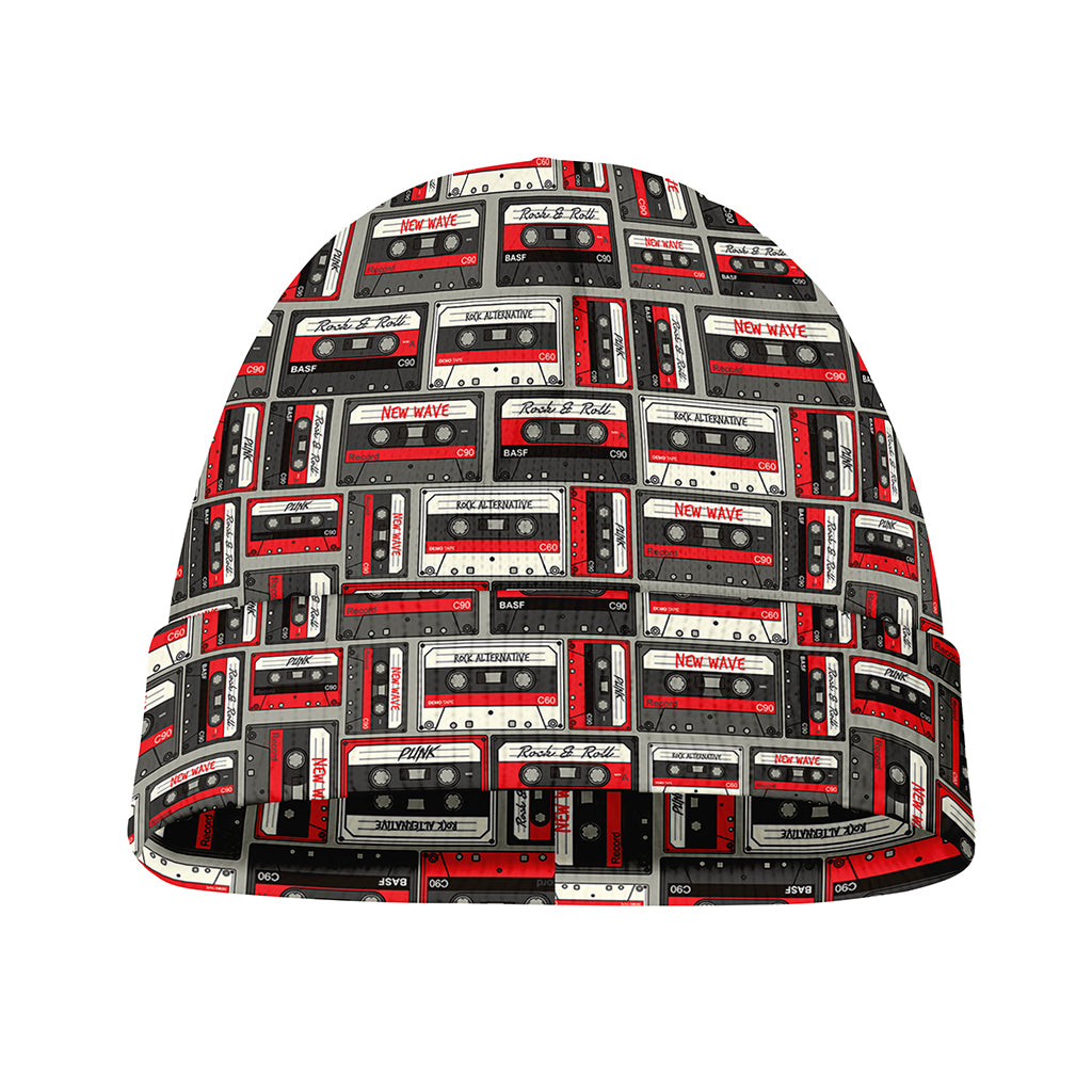 Retro Cassette Tape Pattern Print Beanie