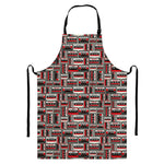 Retro Cassette Tape Pattern Print Bib Apron With Pocket