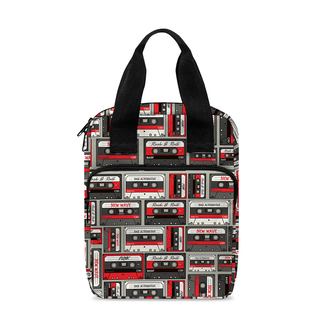 Retro Cassette Tape Pattern Print Bible Tote Bag