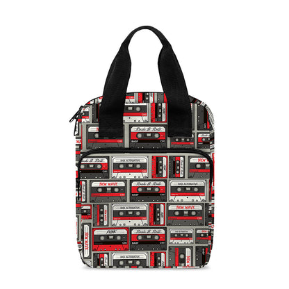 Retro Cassette Tape Pattern Print Bible Tote Bag