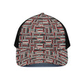 Retro Cassette Tape Pattern Print Black Mesh Trucker Hat