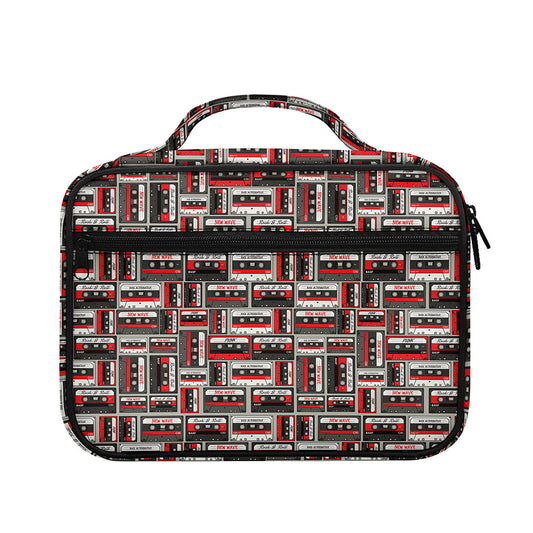 Retro Cassette Tape Pattern Print Briefcase Bible Bag