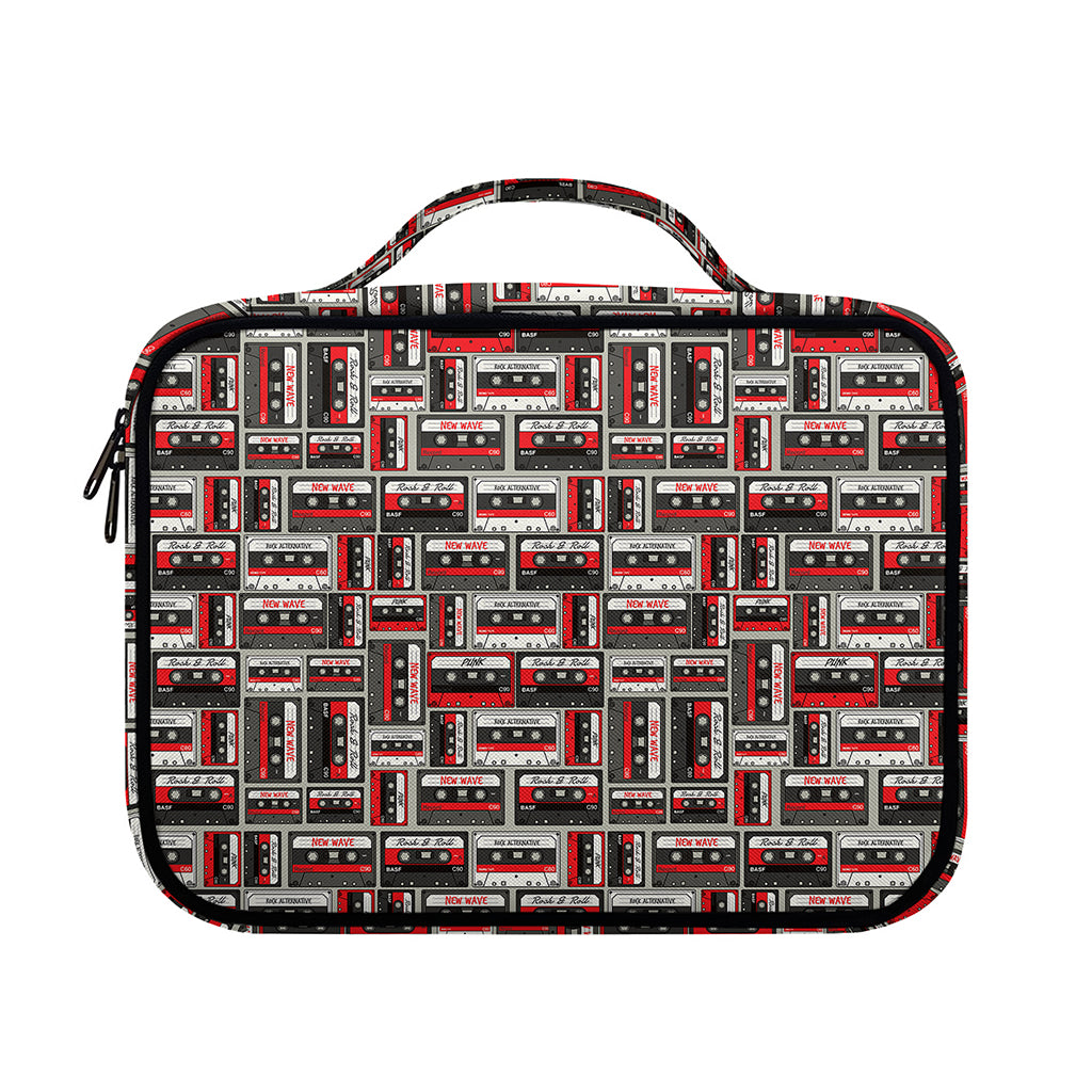 Retro Cassette Tape Pattern Print Briefcase Bible Bag
