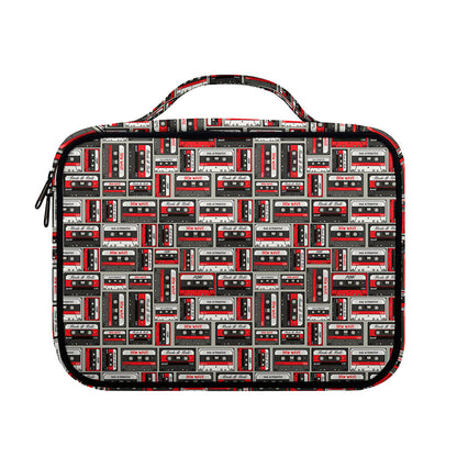Retro Cassette Tape Pattern Print Briefcase Bible Bag